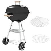 Barbecue a Carbonella con Griglia in Acciaio, Coperchio e Ruote ¨C zephmum ¨C Nero