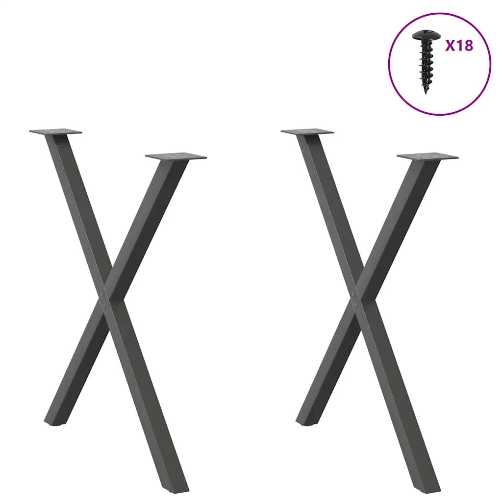 Gambe per tavolo da pranzo a forma di X 2 pz Antracite 70x(72-73) cm Acciaio 4012918