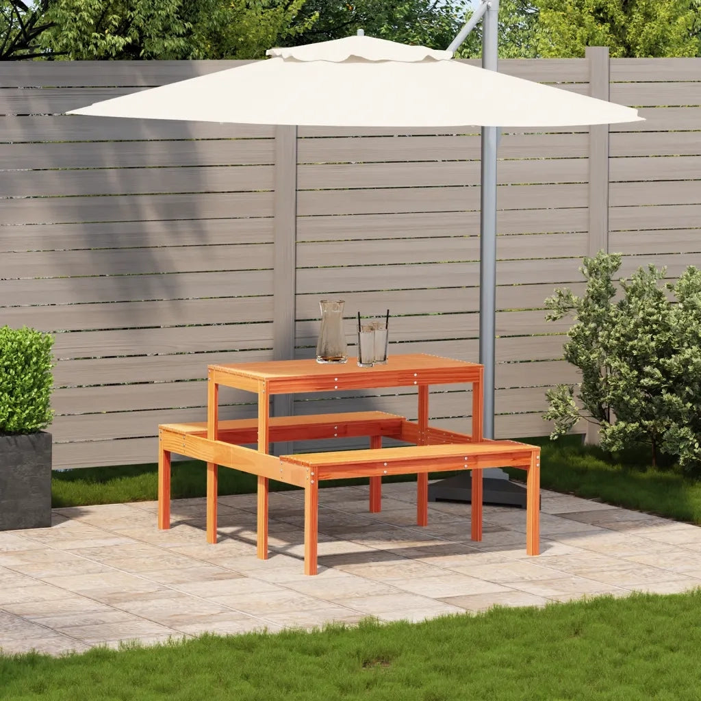 Tavolo da Picnic Marrone Cera 110x134x75 cm Legno Massello Pino 844647