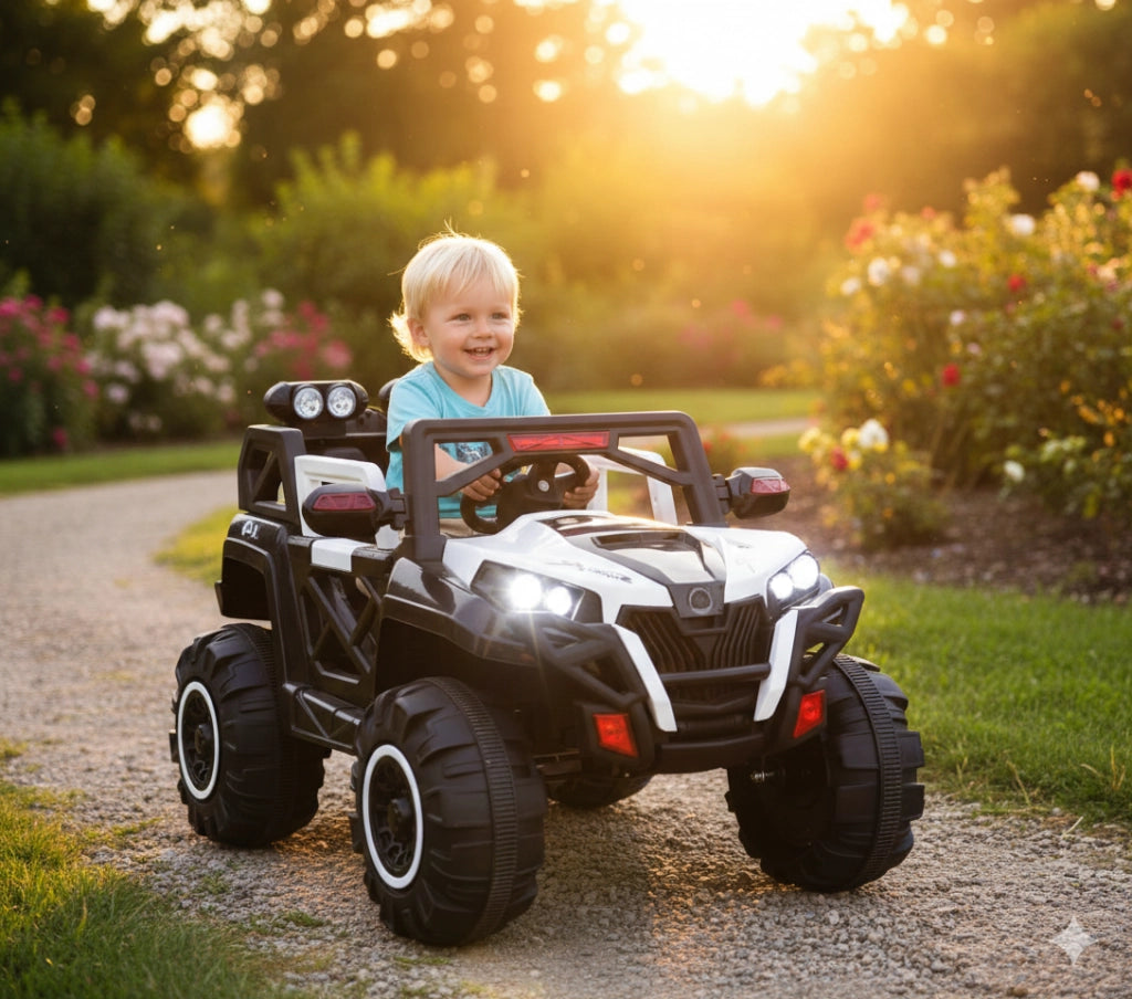 Macchina Elettrica per Bambini 12V Kidfun Fuoristrada 4x4 Bianca