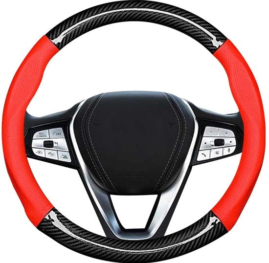 Guida di guida in microfibra, guida di guida antiscivolo, guida di guida duratura, protezione universale del volante per la maggior parte dei camion (rosso)