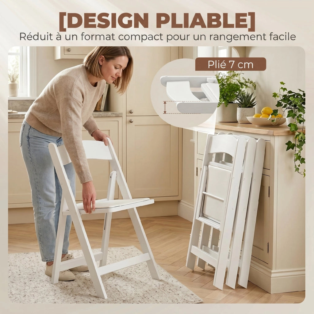 Sedia pieghevole ¨C zephmum ¨C resina e PU, 45x44x78 cm, bianco