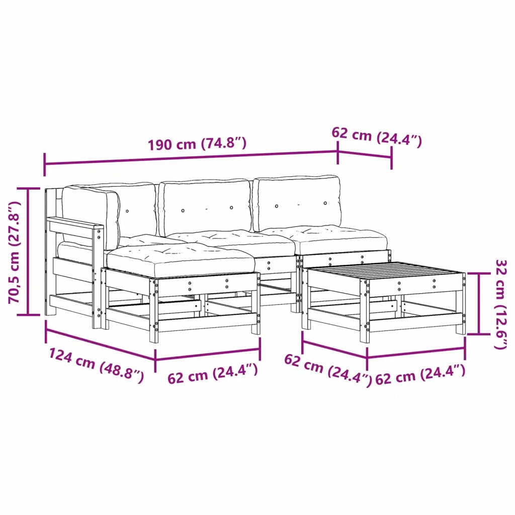 Set Lounge da Giardino 5 pcs Marrone Cerato