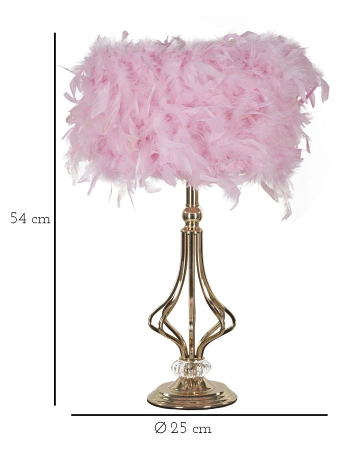 Lampada da Tavolo Tarty Rosa Ø25x54 cm in Ferro e Plastica Rosa e Bianco