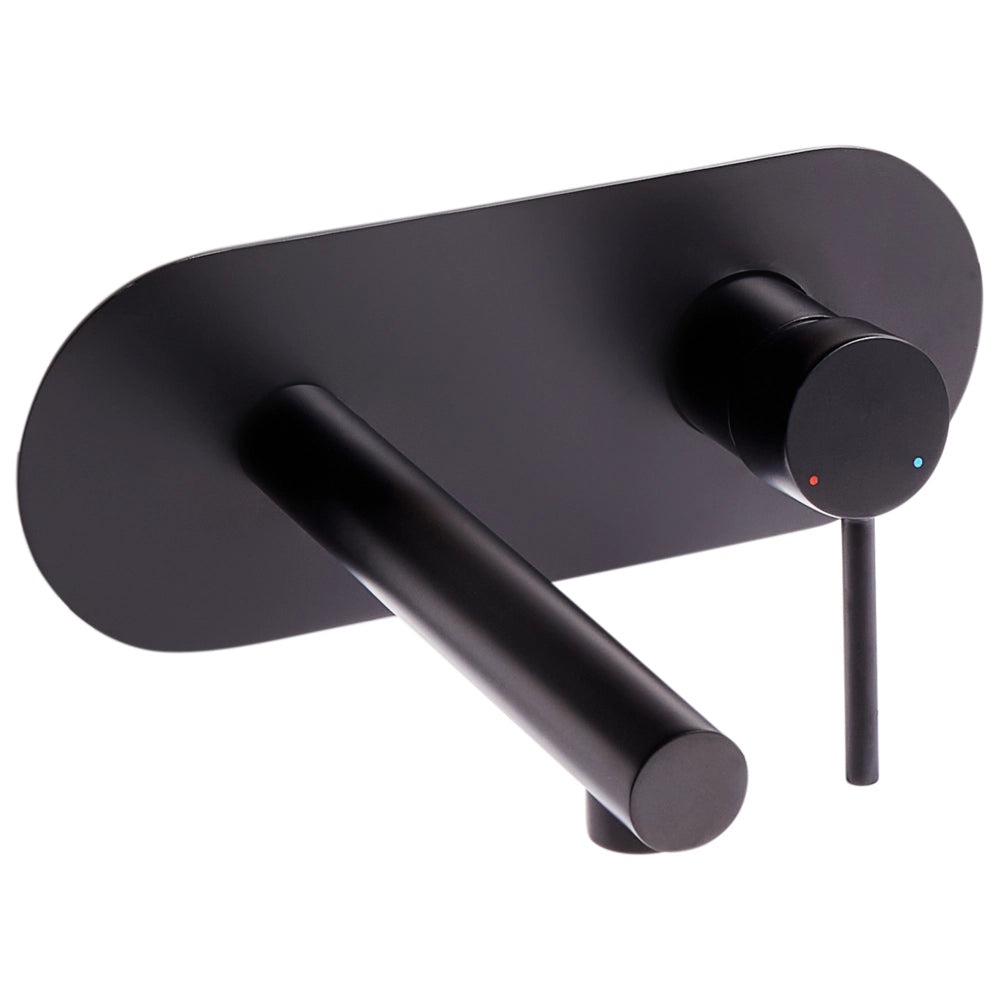 Rubinetto miscelatore da lavabo a parete in ottone color nero con singola maniglia
