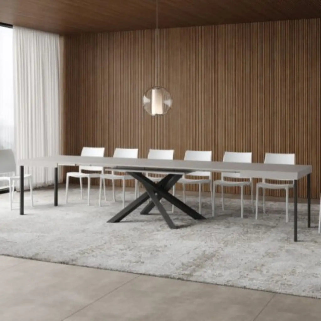 Tavolo allungabile 140/400x90 cm Volantis cashmere gambe antracite