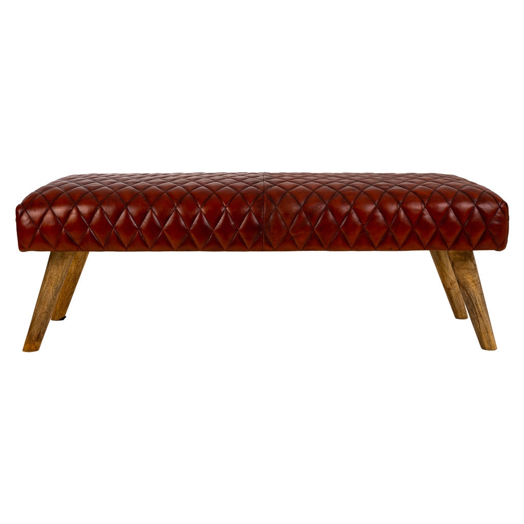Sgabello in pelle rossa 115x53x38h