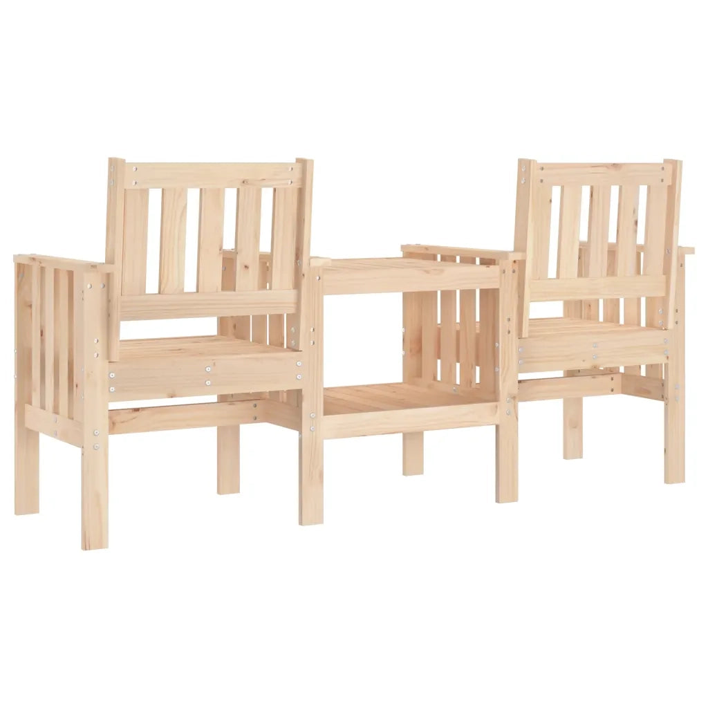 Panca da Giardino con Tavolino 2 Posti Legno Massello di Pino 825149