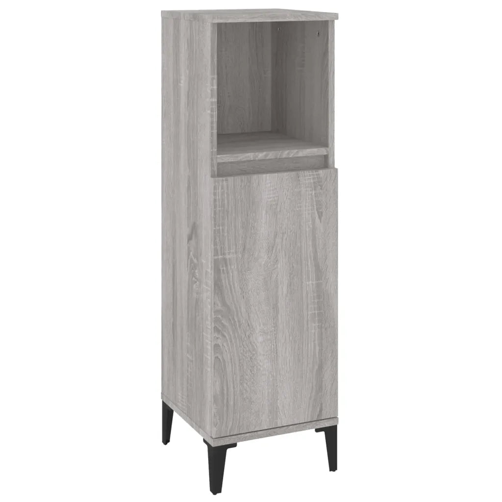 Set Mobili da Bagno 3 pz Grigio Sonoma in Legno Multistrato 3185611
