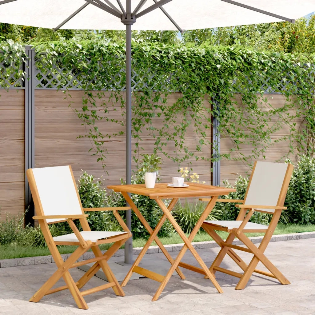 Set da Bistrot 3pz Bianco Crema in Tessuto e Legno Massello 3281880