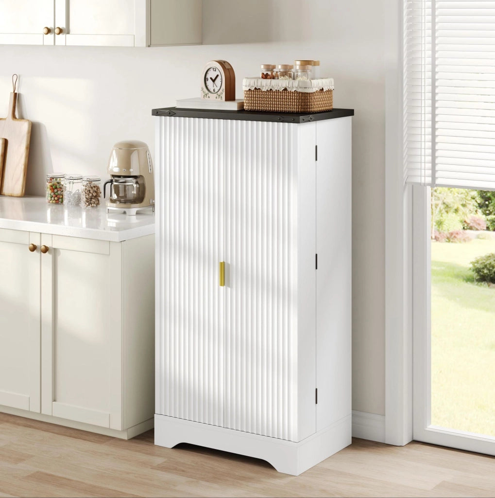 Mobile dispensa alto con LED sensore; ante a gola e ripiani regolabili; 120 x 60;5 x 40 cm; bianco