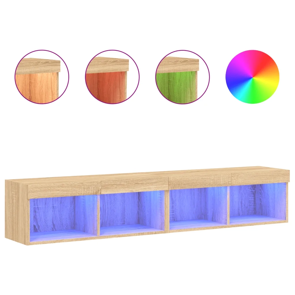 Mobili TV con Luci LED 2pz-Set di 2 Credenza per TV Rovere Sonoma 80x30x30 cm