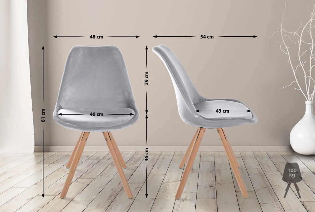 Sedia Sofia Velvet grigio chiaro,natura (rotondo)
