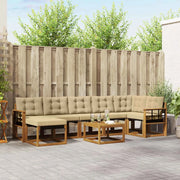 Set di divani da esterno con cuscino 8 pcs Naturale e Beige 3368912