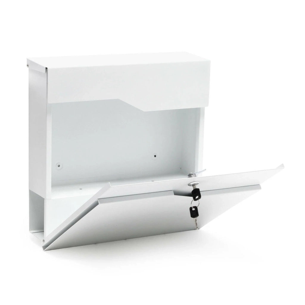 Cassetta postale da parete di design bianca con porta giornali/riviste acciaio zincato 37 x 37 x 10,5 cm bianco 16_0000091