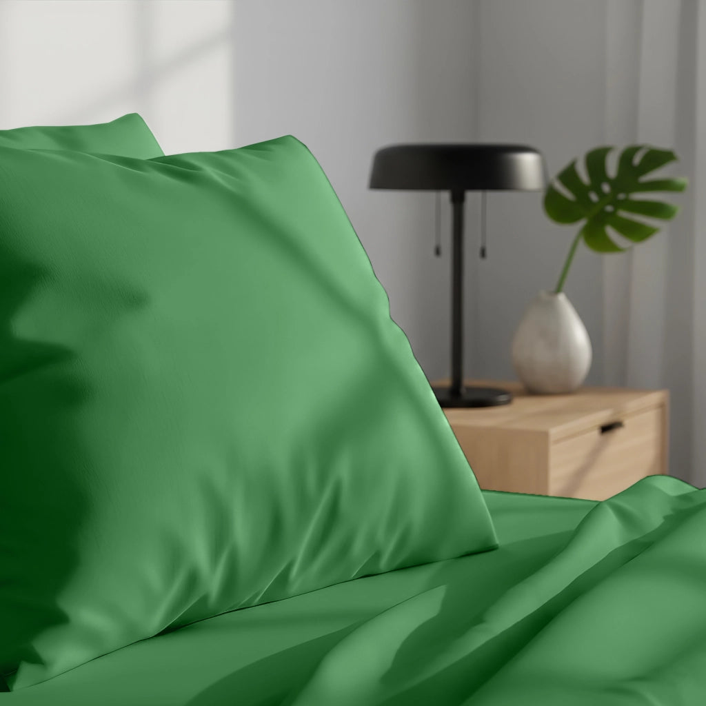 Coppia Federe per Cuscino 50x80 cm in  con Patella – Morbide, Traspiranti,– Tinta Unita, Lavabili  Verde