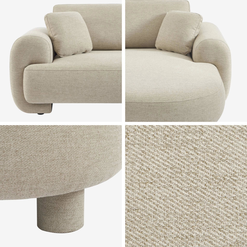 Divano angolare destro in tessuto con piedi tondi, 3 posti, beige