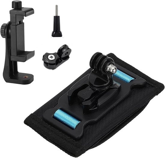 Ragazzera con supporto per schiena e clip per smartphone per Gopro Hero, Osmo Action, SJCAM e altri dispositivi.