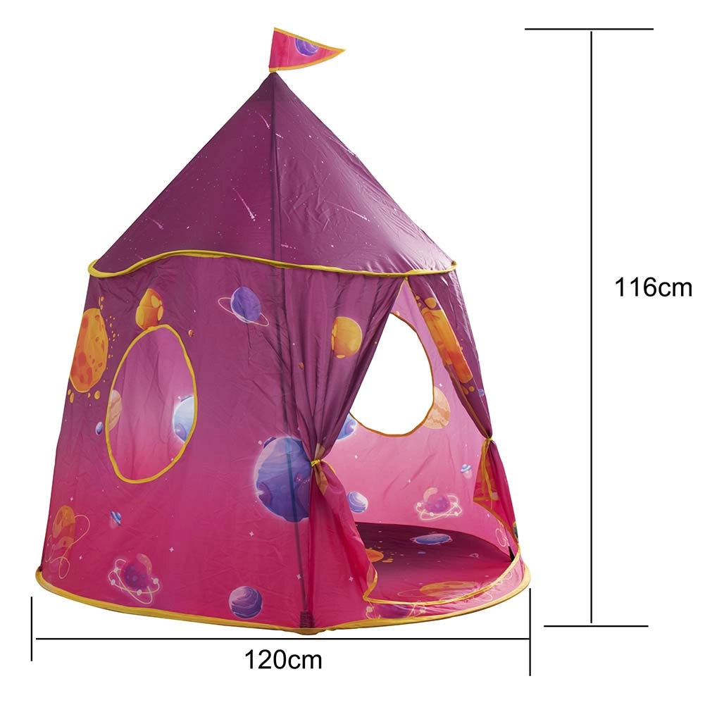 Tenda Gioco Bambini Casetta Rosa Castello in Tessuto 120x116 cm Interno ed Esterno