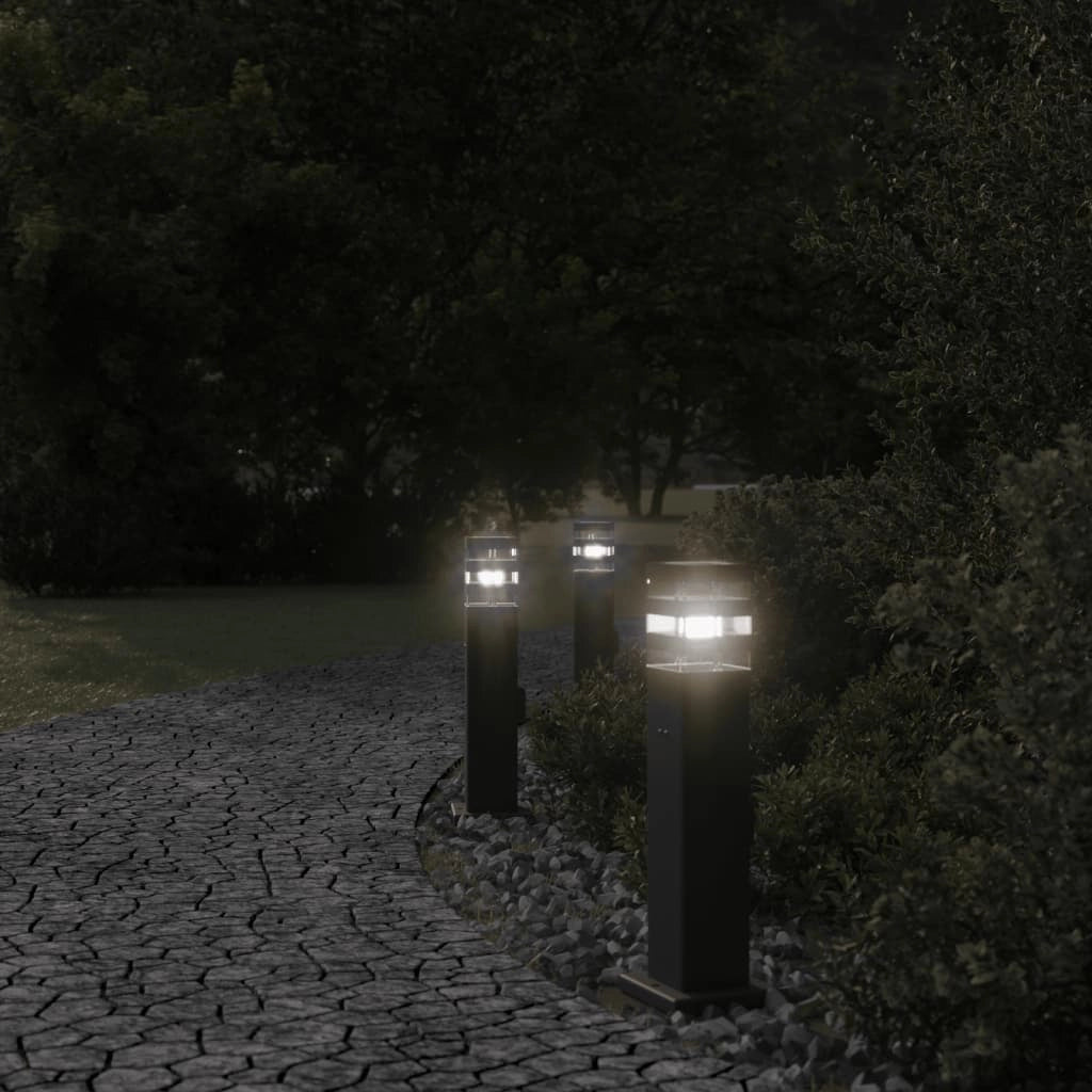 Lampade da terra per esterno con presa 3 pz 50 cm alluminio nero 02_0042570