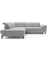 Divano ad angolo Grigio 5 posti angolo sinistro con letto 128x225cm INFERNO