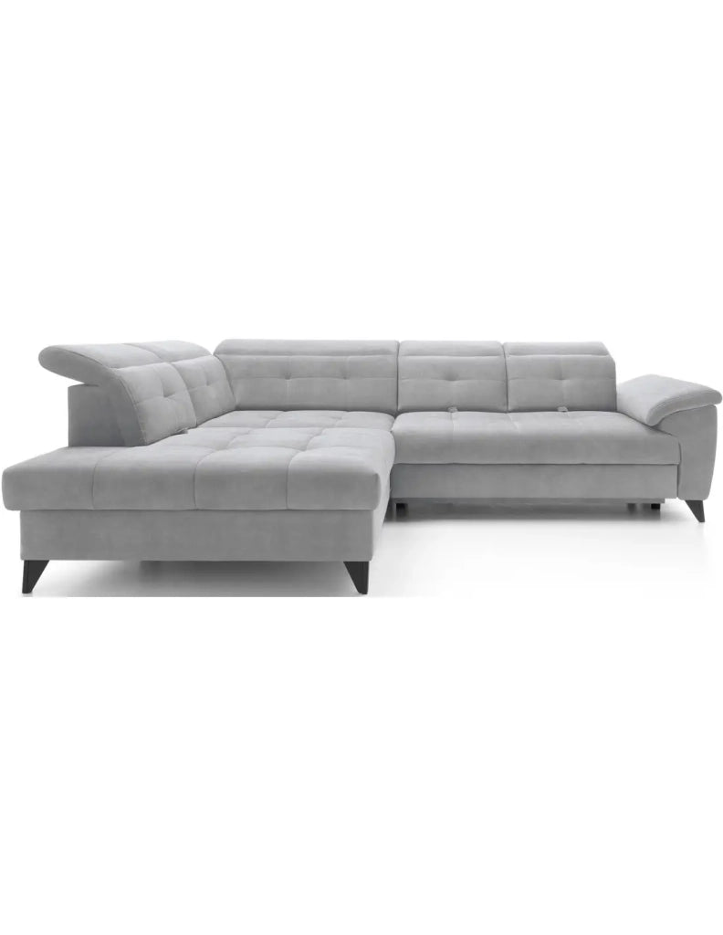 Divano ad angolo Grigio 5 posti angolo sinistro con letto 128x225cm INFERNO