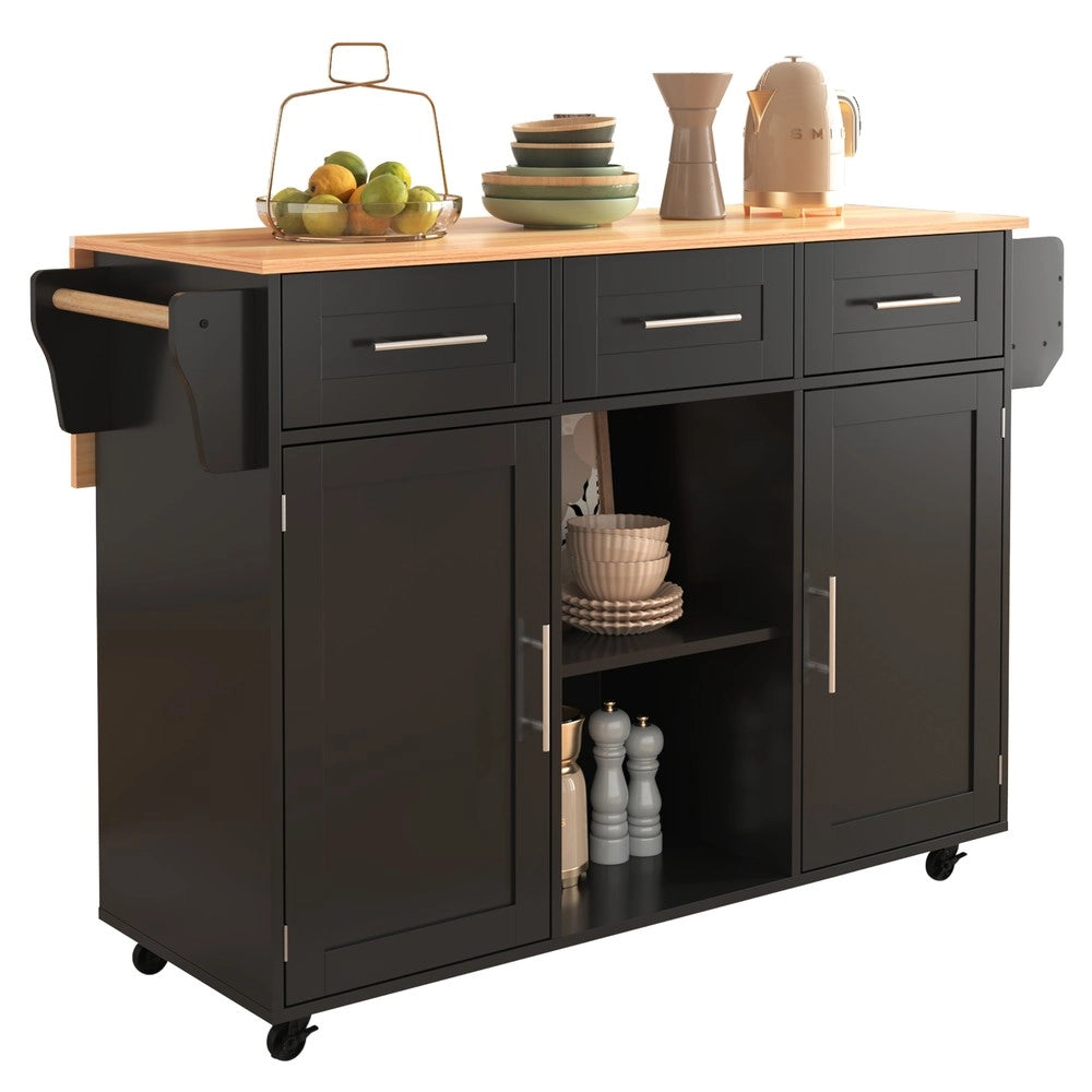 Carrello da Pranzo con Piano Ripiegabile ¨C MINIMAL ¨C Nero/Massello 139x46x91,5cm