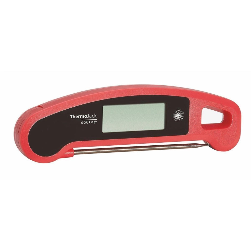 TFA 30.1060.05 Thermo Jack Termometro Digitale da Cucina Pieghevole con Sonda in Acciaio Inox Misurazione Rapida in 3-4 Secondi Precisione ±0,5°C da -40 a +250°C Retroilluminazione Display Orientabile Lavabile sotto Acqua Corrente colore Rosso