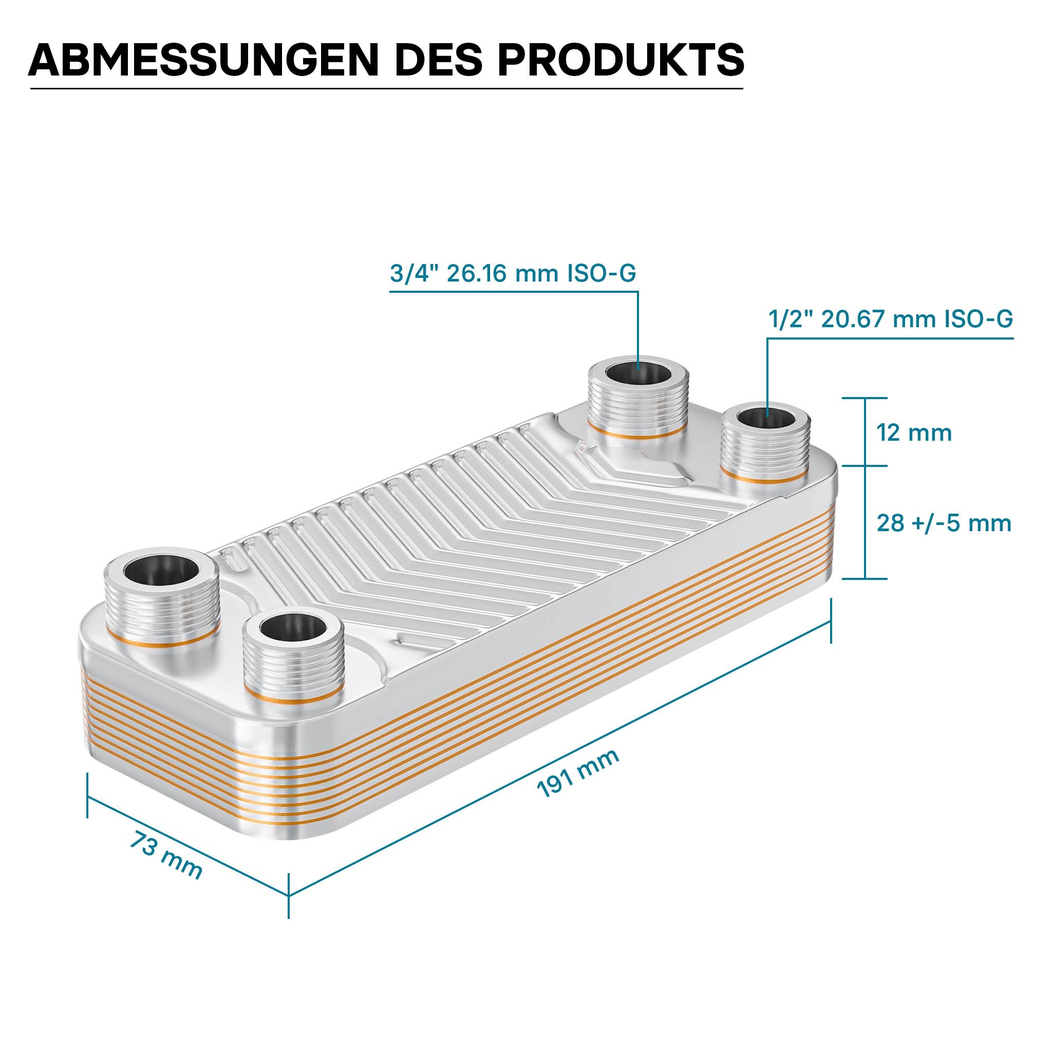 Scambiatore a piastre saldobrasate in acciaio inox, 10 piastre, max 22 kw