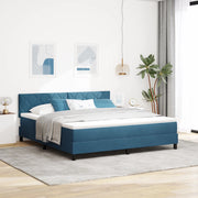 Letto Box Spring con Materasso Blu Scuro Super King Velluto