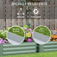 Set di 2 Letti per Orto Rialzati in Acciaio Zincato per Piante e Ortaggi, 100x100x30cm