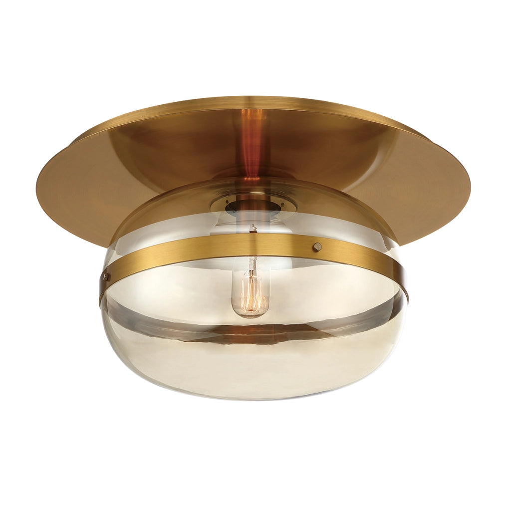 Plafoniera Nottingham rotonda ottone ambra 35cm E27