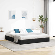 Letto con Contenitore con testiera Nero 180 x 200 cm Tessuto