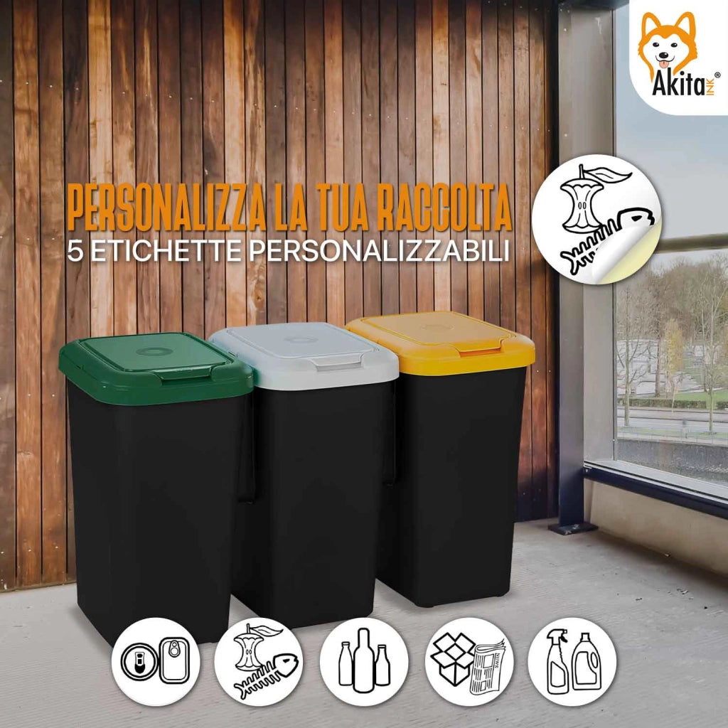 Akitaink Pattumiera Differenziata 3 Scomparti 75L Akirock