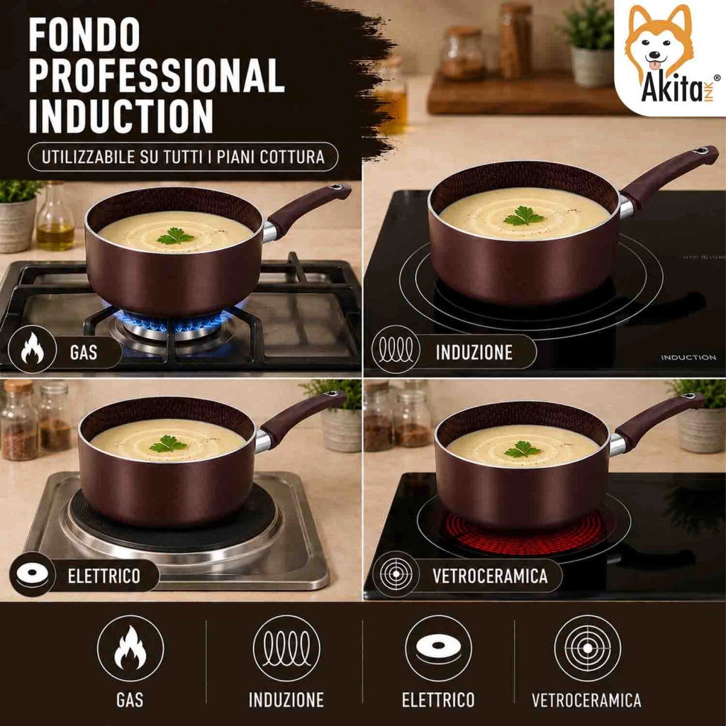 Akitaink Casseruola 16 cm Induzione Marrone