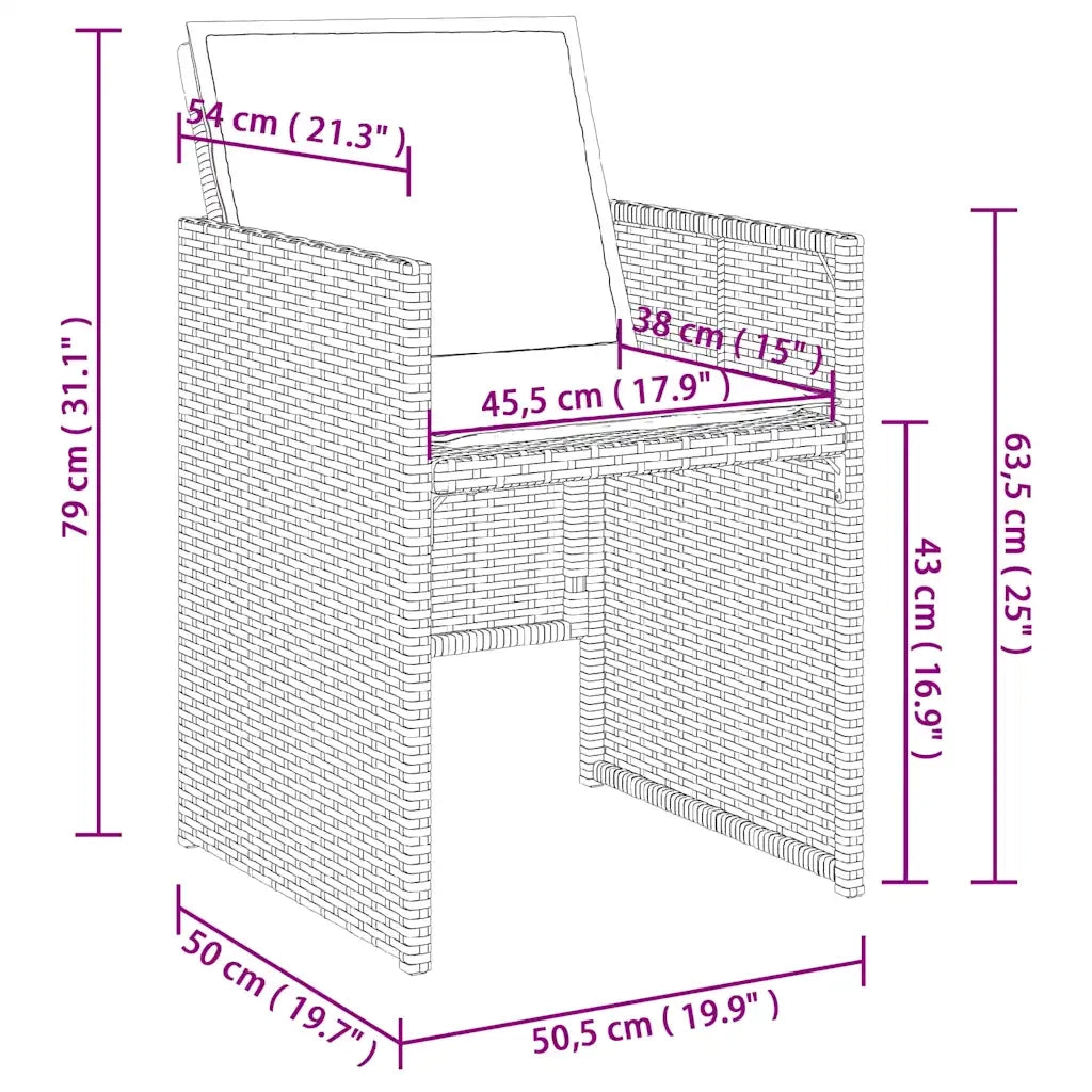 Set da Pranzo da Giardino 11 pz con Cuscini in Polyrattan Nero 3277793