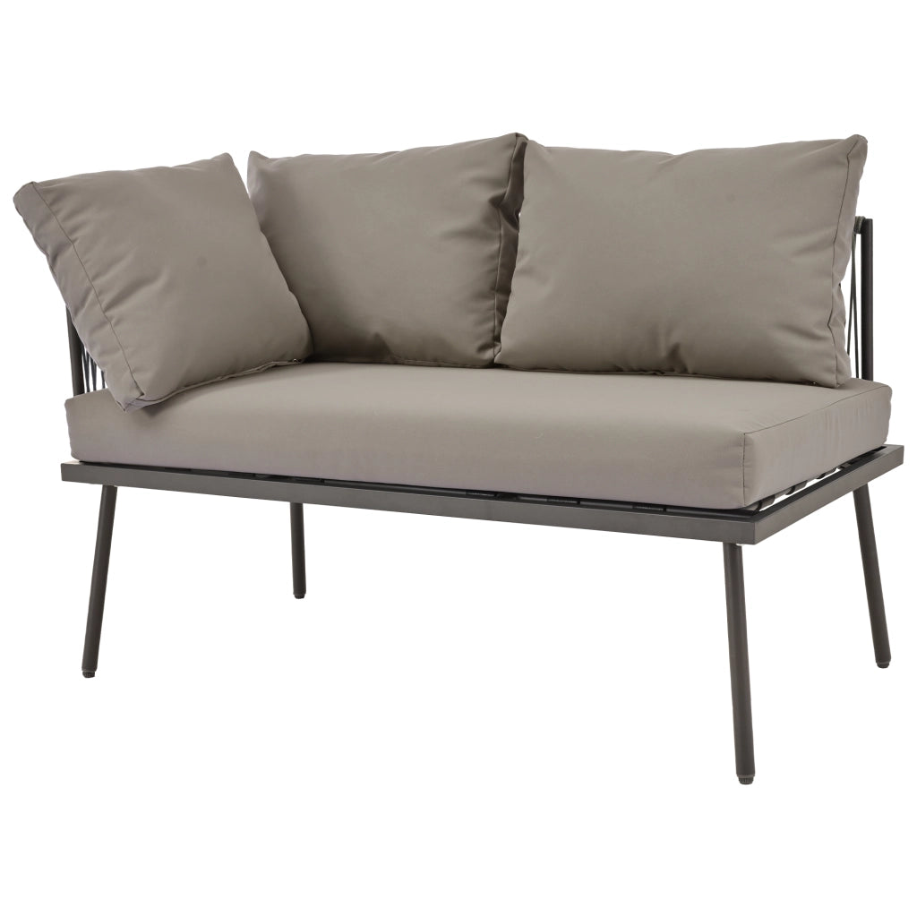Set Lounge da Giardino Angolare ¨C MINIMAL ¨C Divano 2 Posti, Tavolo, Corda Grigia, Cuscini