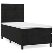 Letto singolo | Letto per adulti | Giroletto a Molle con Materasso Nero 90x190 cm in Velluto