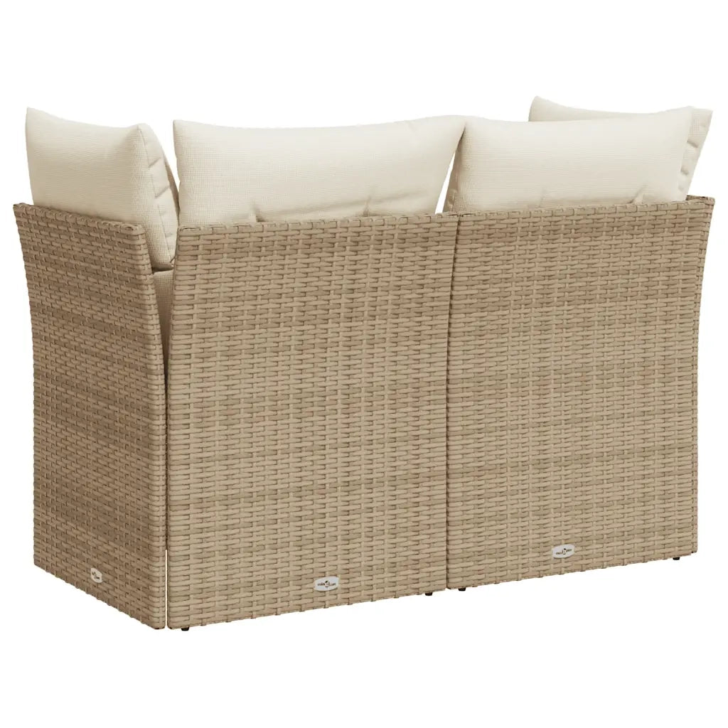 Divano da Giardino con Cuscini a 2 Posti-Sofa da Giardino-Divano da esterno Beige in Polyrattan 196383
