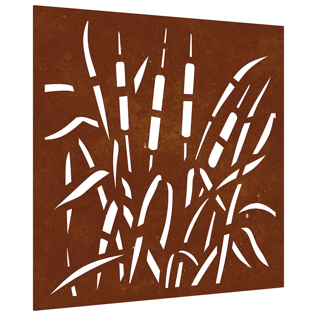 Decorazione Muro da Giardino 55x55 cm Erba in Acciaio Corten CFW2354074