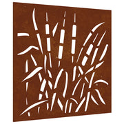 Decorazione Muro da Giardino 55x55 cm Erba in Acciaio Corten CFW2354074
