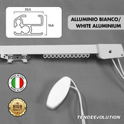 Binario Scorritenda Lineare da Soffitto in Alluminio Bianco con Movimento a Corda Apertura Centrale - Riloga Bastone per Tenda 120cm
