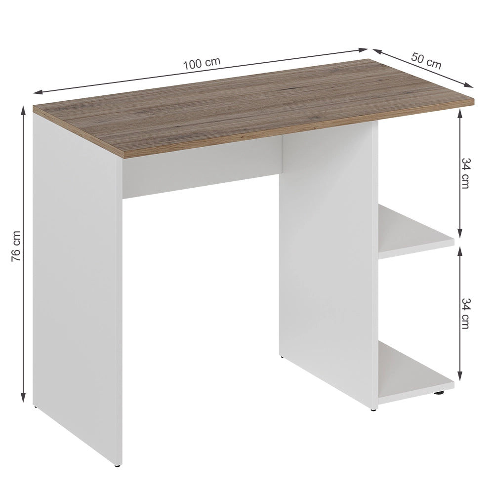 Vicco Scrivania con ripiani Bianco/Artisan 100 x 50 cm