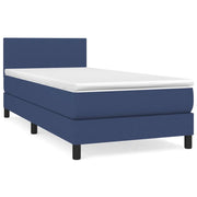 Letto singolo | Letto per adulti | Giroletto a Molle con Materasso Blu 90x200 cm inTessuto