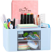 Organizzatore creativo e facile da utilizzare per ufficio, 6 strati di organizzatore in plastica per ufficio con cassetto, organizzatore multifunzione per ufficio, scuola e casa (blu)
