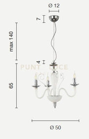 LAMPADARIO DEBUSSY 3 LUCI OTTANIO E CROMO ATTACCO E14 D.50CM