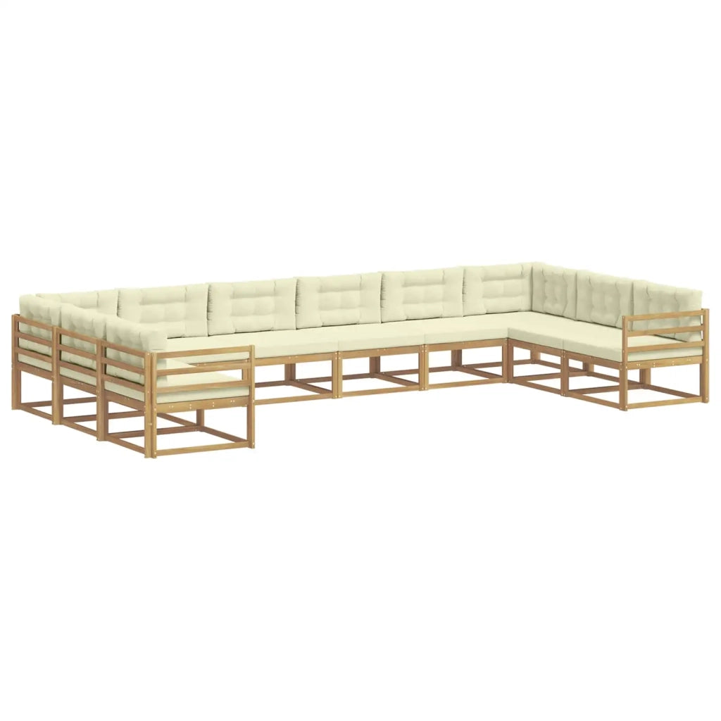 Set di divani da esterno 10 pz Bianco e Crema 3387089