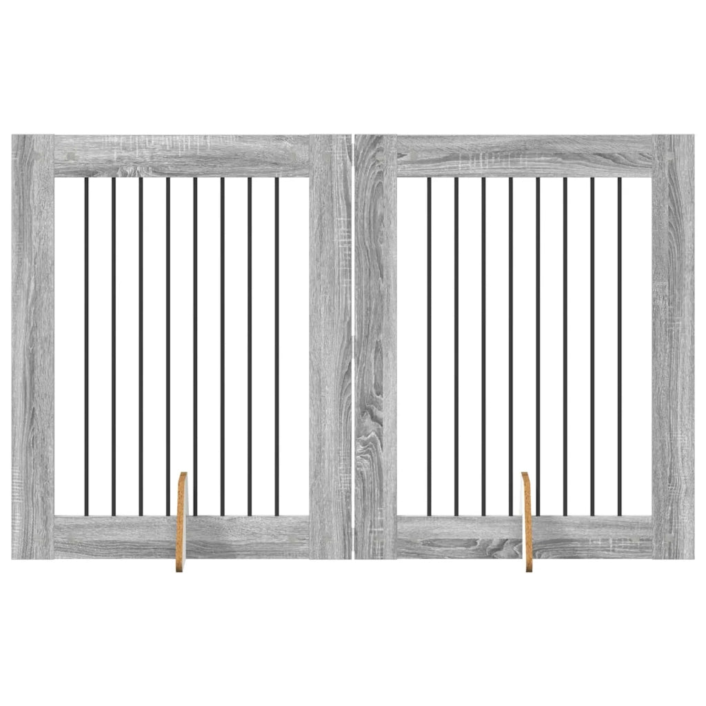 Cancello per cani con supporti 2 pcs Grigio Sonoma 80 x 100 cm 892040