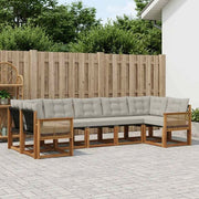 Set di divani da esterno 7 pz Naturale e Grigio Chiaro 3382195