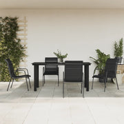Set da Pranzo da Giardino 5 pz Nero in Acciaio e Textilene 3200714